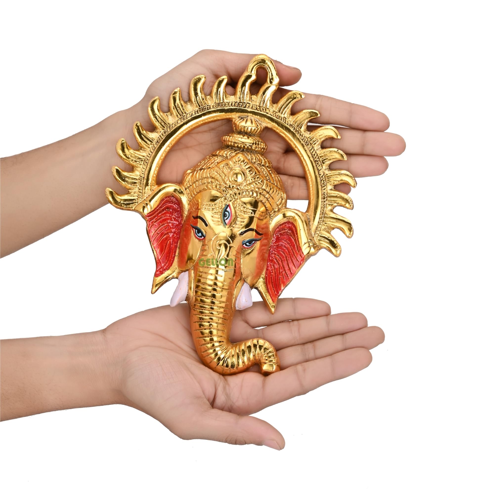 Gellon Wall Hanging Surya Ganesha Statue In Gold Finish, Ganesha Statue - Ganesha Murti  Ganesha For Wall Dcor Ganesh In Multico